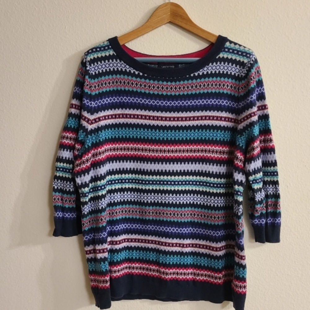 Lands' End Multicolor Patterned Women's Sweater